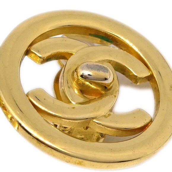 Chanel CC Turnlock Button Earrings Gold Clip-On - Picture 2 of 4